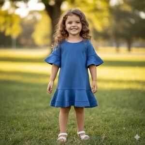 Polo by Ralph Lauren Blue Ruffled Tiered Casual Dress